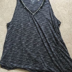 Lane Bryant Asymmetrical Hem Beaded Neck Top 26/28